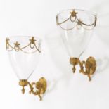 Pair Regency style hurricane wall sconces