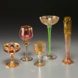 Group Bohemian gilt and enameled glass