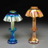 (2) Louis Comfort Tiffany candle stick lamps