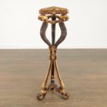 Italian Neoclassic gilt and ebonized wood pedestal