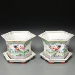 Pair Chinese famille rose porcelain jardinieres