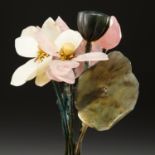 Chinese rose quartz lotus flowers