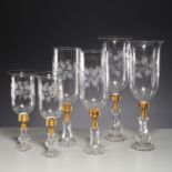 (3) pair English hurricane lamps