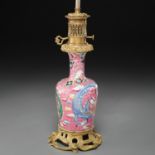 Chinese famille rose dragon vase lamp