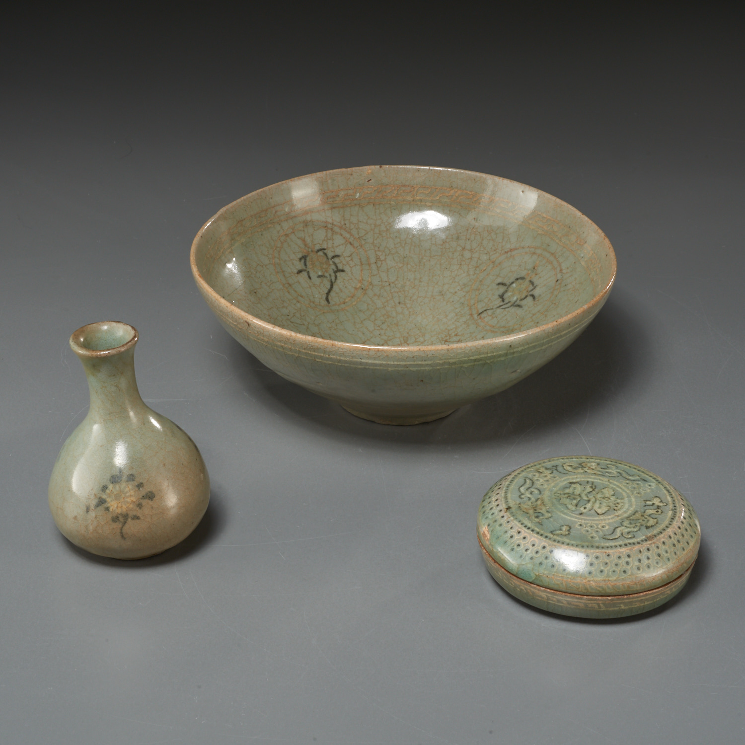 Group early Korean celadon glazed stoneware