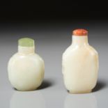 (2) Chinese celadon jade snuff bottles