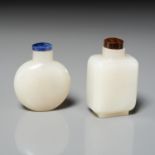 (2) Chinese white jade snuff bottles