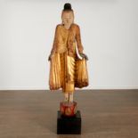 Life-Size Burmese carved giltwood Buddha