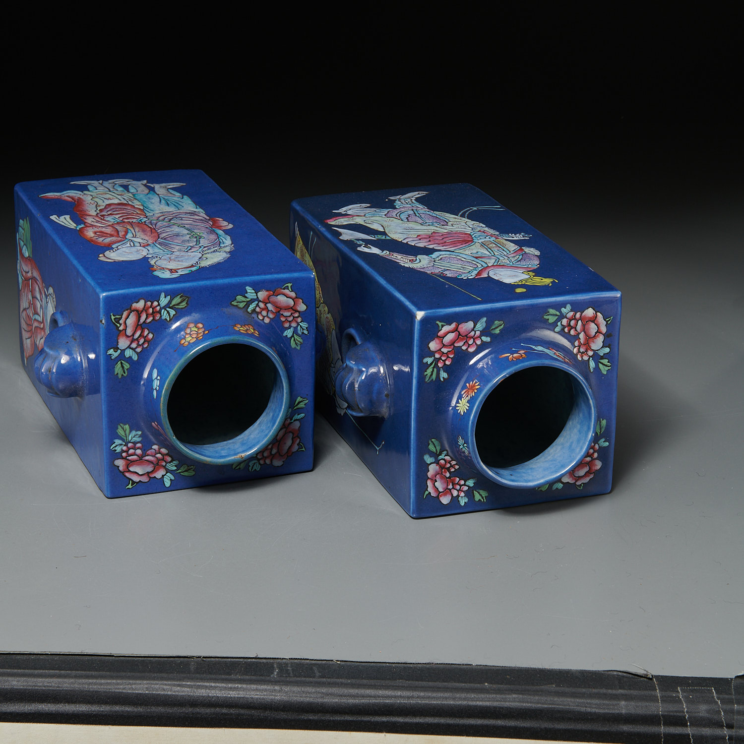 Pair Chinese blue ground cong vases - Image 3 of 6