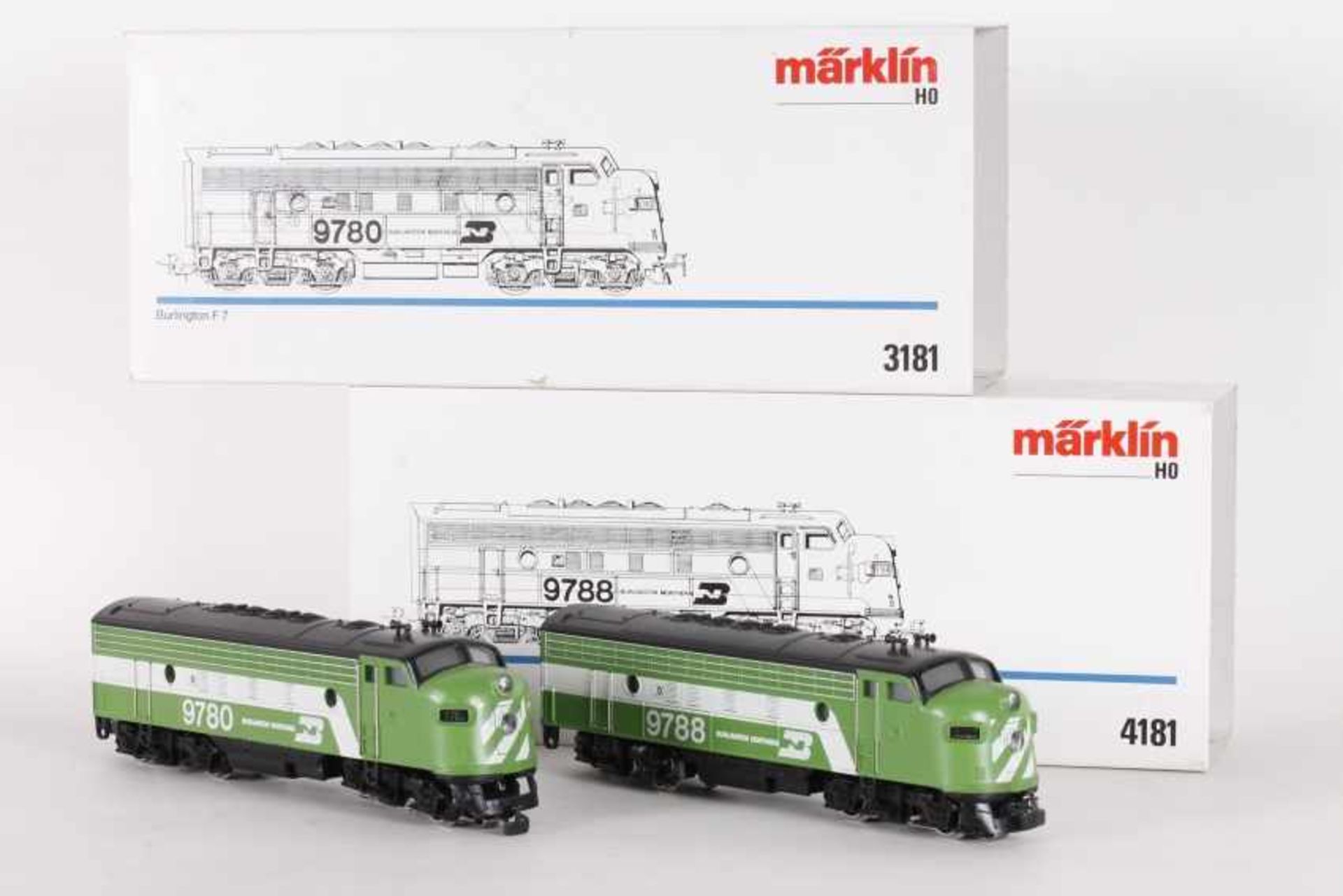 Märklin 3181 und 4181, "BURLINGTON NORTHERN", zweiteilige US-DiesellokMärklin 3181 und 4181, "