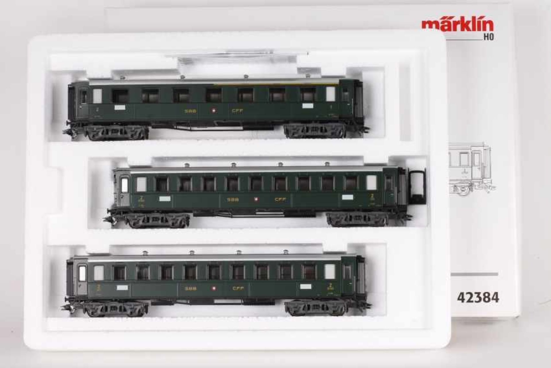 Märklin 42384, Oldtimer Wagen-Set der SBBMärklin 42384, Oldtimer Wagen-Set der SBB, drei