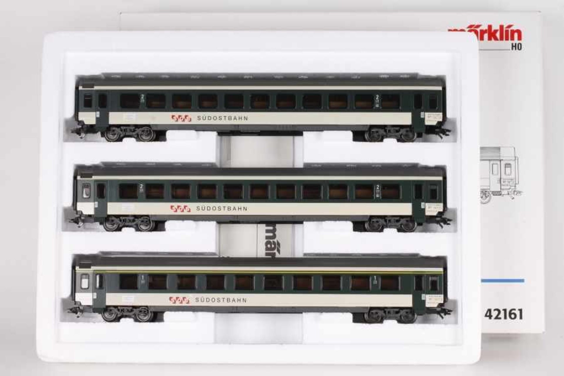 Märklin 4216, Schnellzug-Wagenset "Südostbahn"Märklin 4216, Schnellzug-Wagenset "Südostbahn", drei