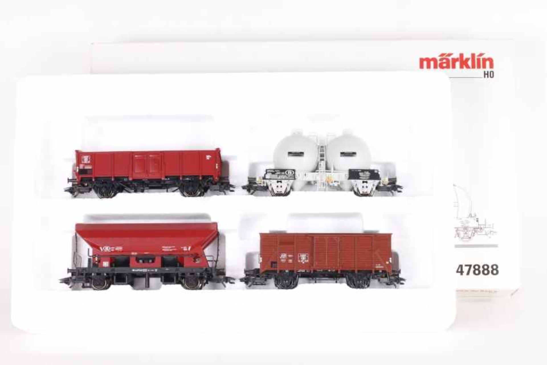 Märklin 47888, Set belgische GüterwagenMärklin 47888, Set belgische Güterwagen, vier Wagen der SNCB,