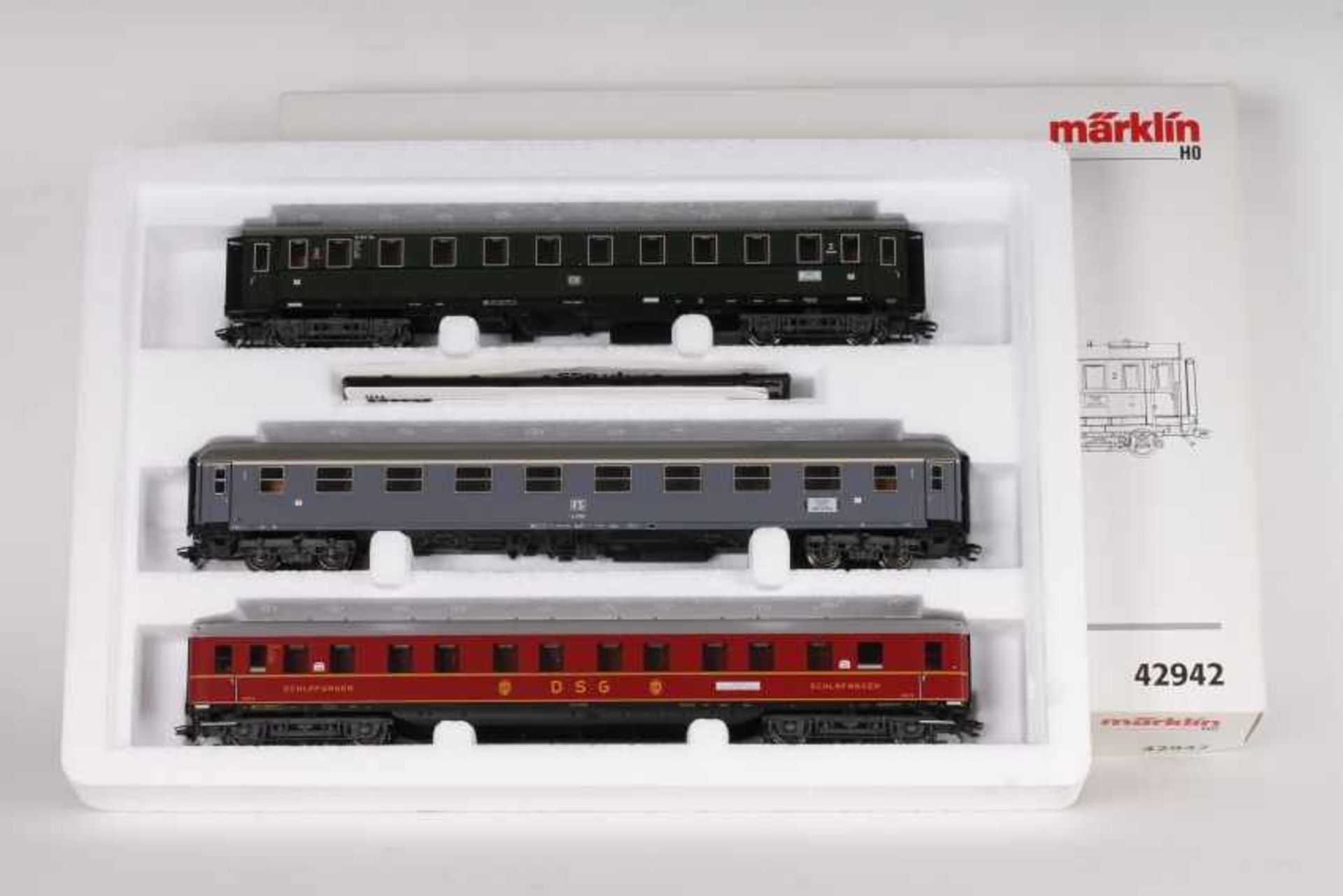 Märklin 42942, Wagen-Set "Riviera Express"Märklin 42942, Wagen-Set "Riviera Express", drei