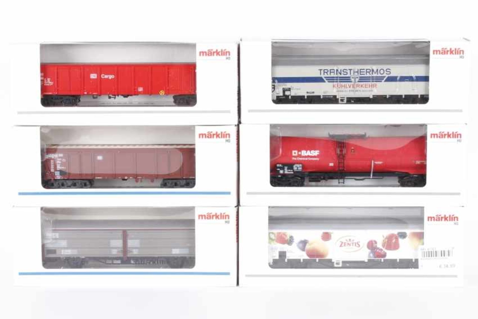 Märklin, sechs GüterwagenMärklin, sechs Güterwagen, 4726, 4734, 47190, 47323, 47561.003, 48163, sehr