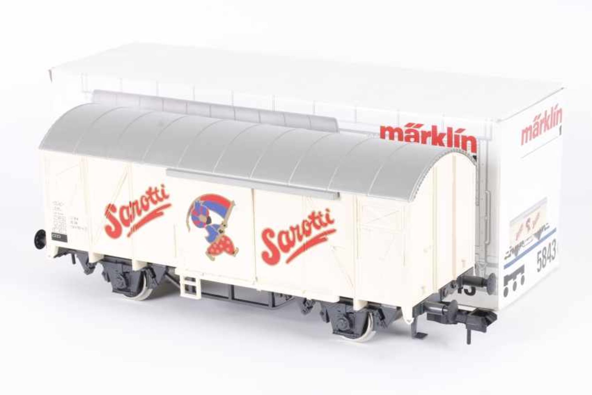 Märklin 5843, "Sarotti", gedeckter GüterwwagenMärklin 5843, "Sarotti", gedeckter Güterwagen, sehr