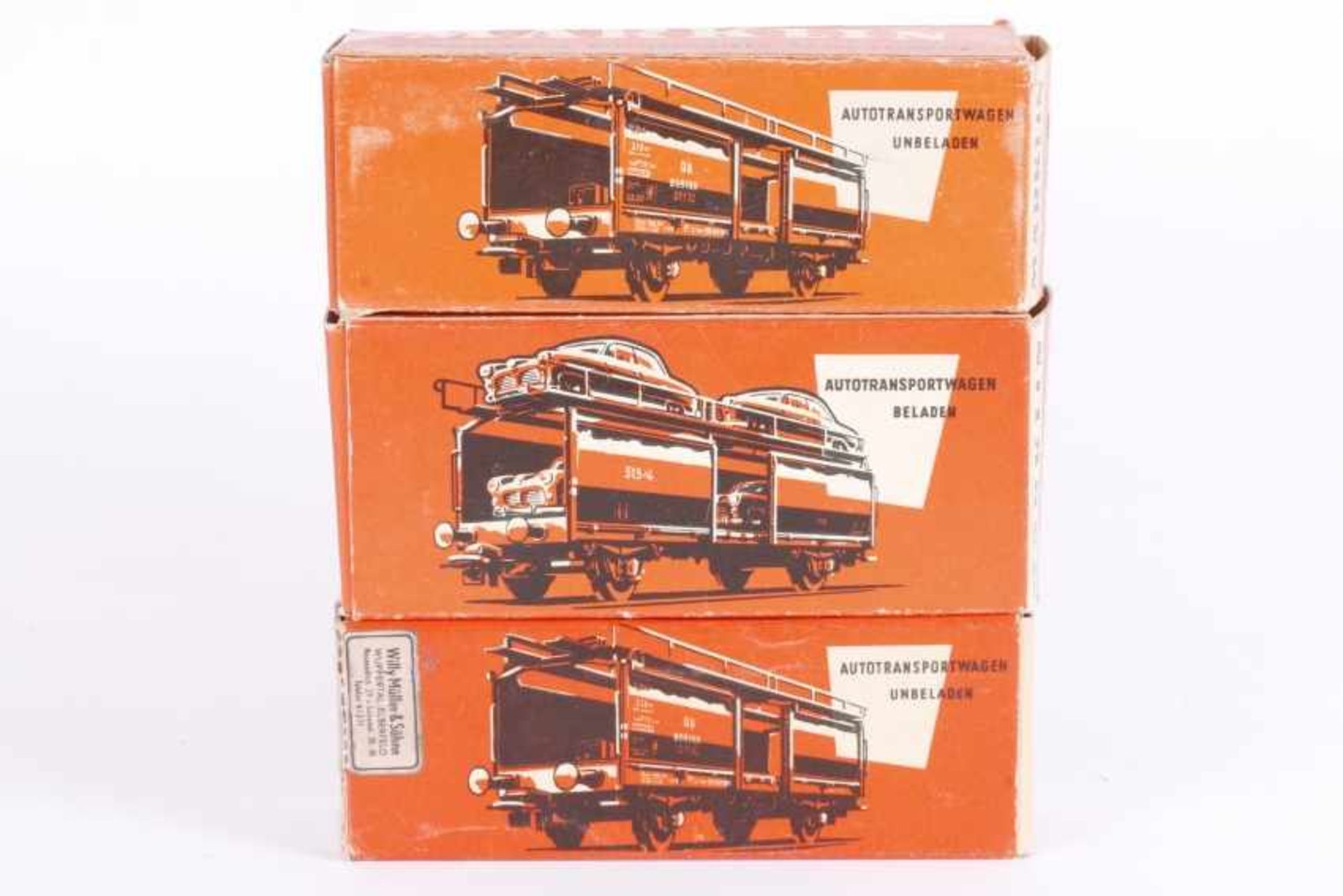 Märklin, drei GüterwagenMärklin, drei Güterwagen, 315/4 (4612), 4612, 4613 (Autos grau), leichte