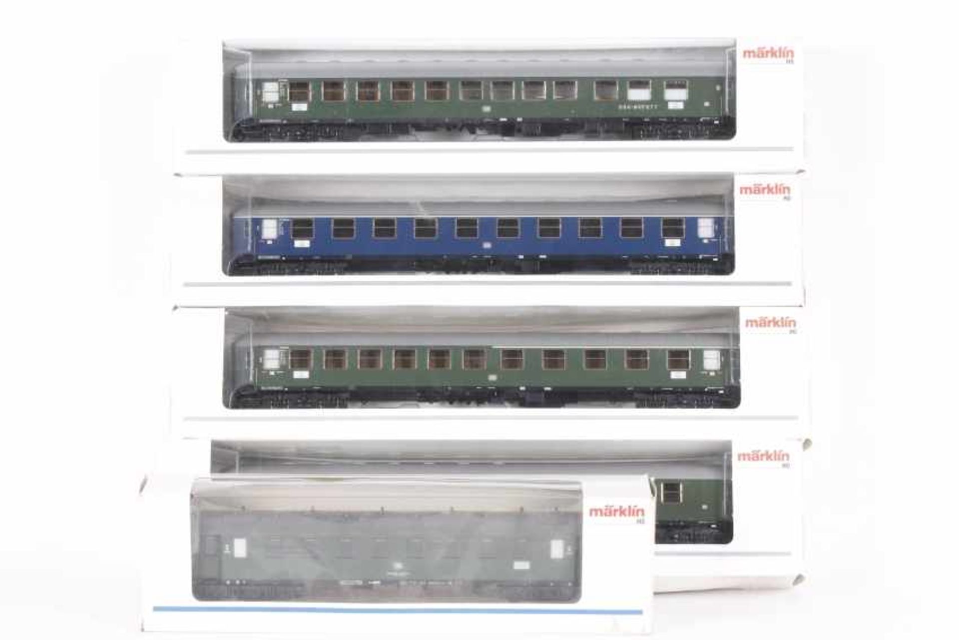 Märklin, fünf Reisezugwagen der DBMärklin, fünf Reisezugwagen der DB, 4277, 43910, 43930, 43940,