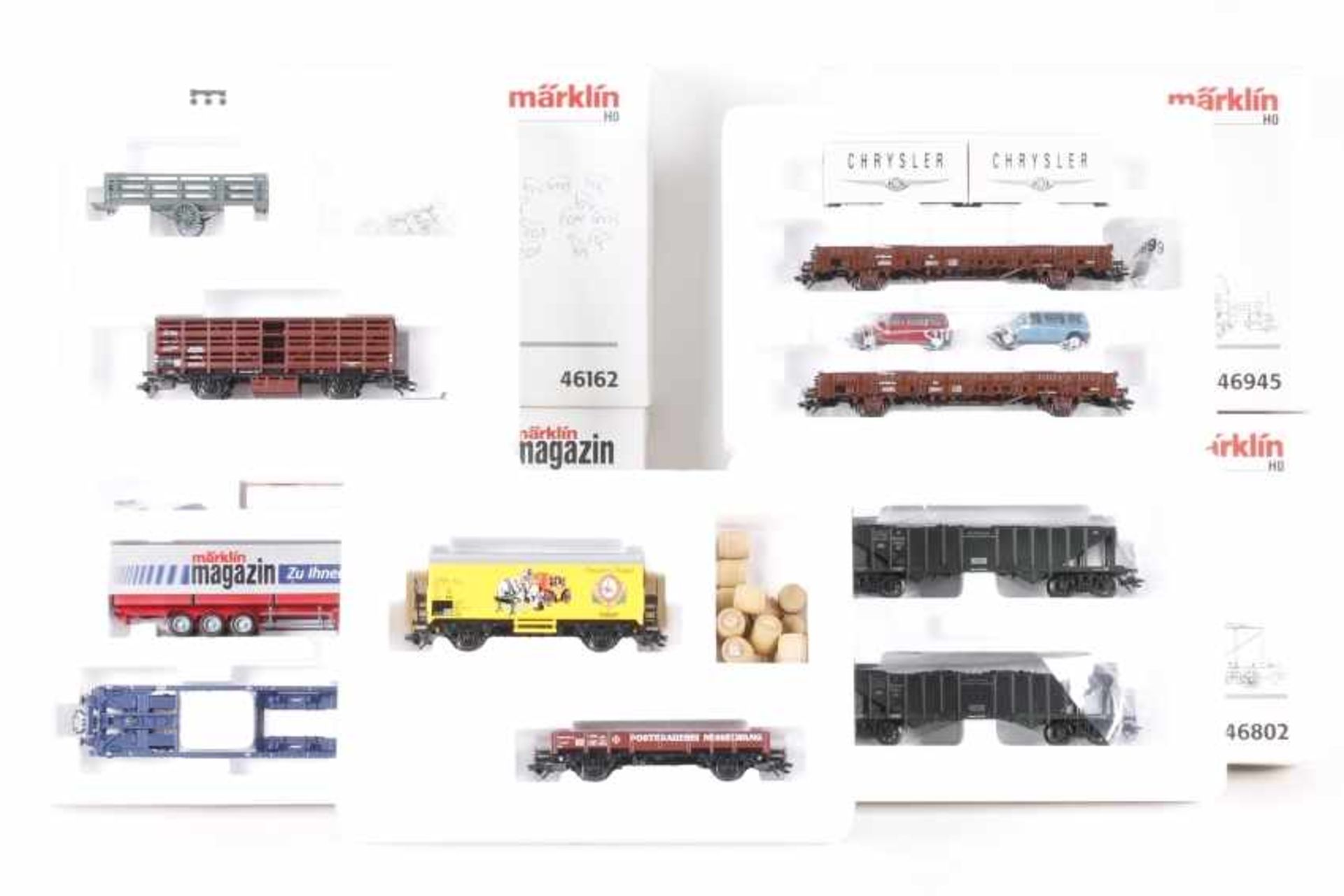 Märklin, acht Güterwagen in fünf SetsMärklin, acht Güterwagen in fünf Sets, 46162, 46802, 46945,