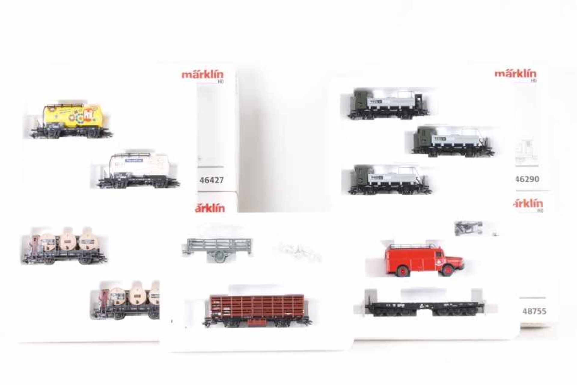 Märklin, neun Güterwagen in fünf SetsMärklin, neun Güterwagen in fünf Sets, 46162, 46290, 46427,