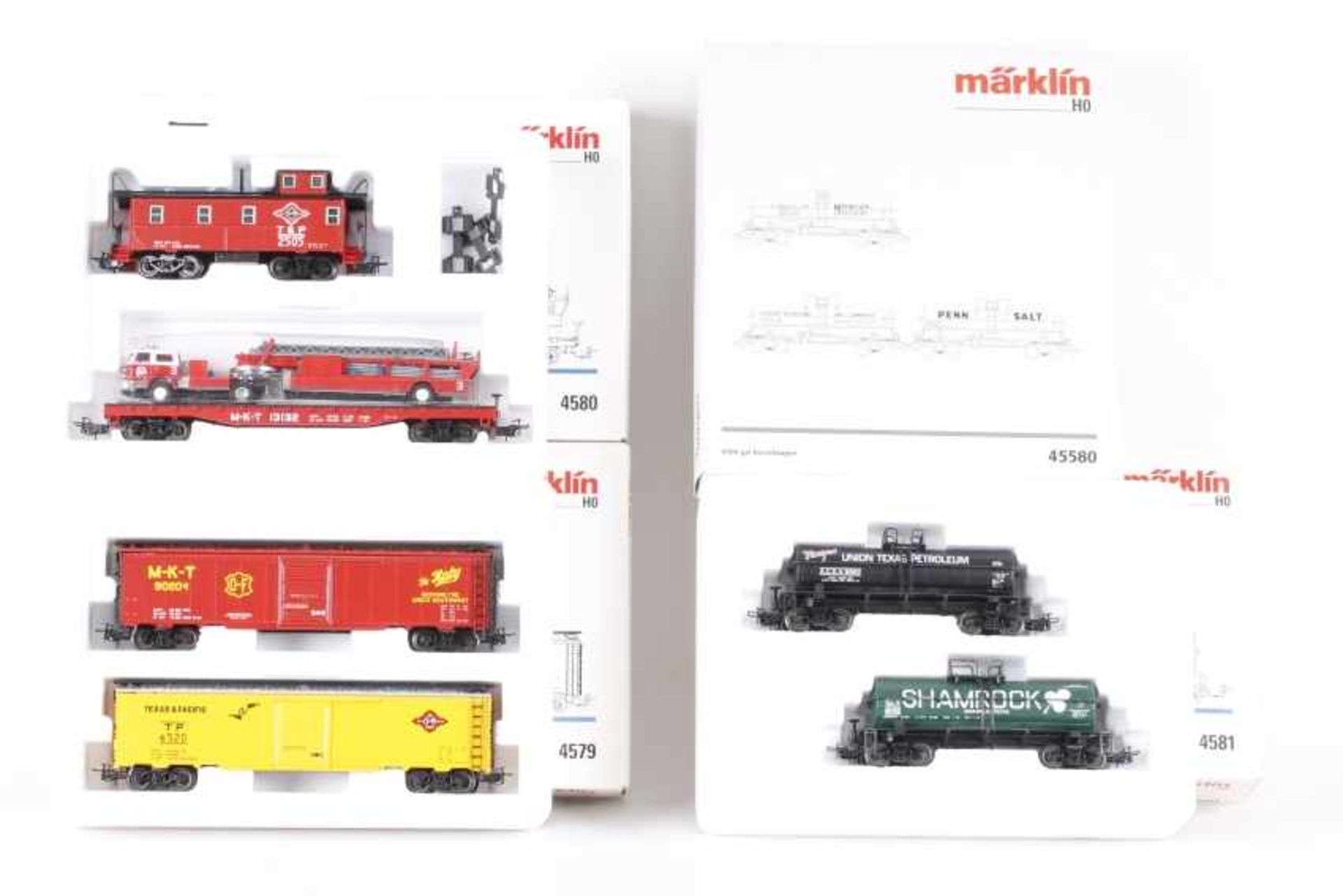 Märklin, neun US-Güterwagen in vier SetsMärklin, neun US-Güterwagen in vier Sets, 4579, 4580,