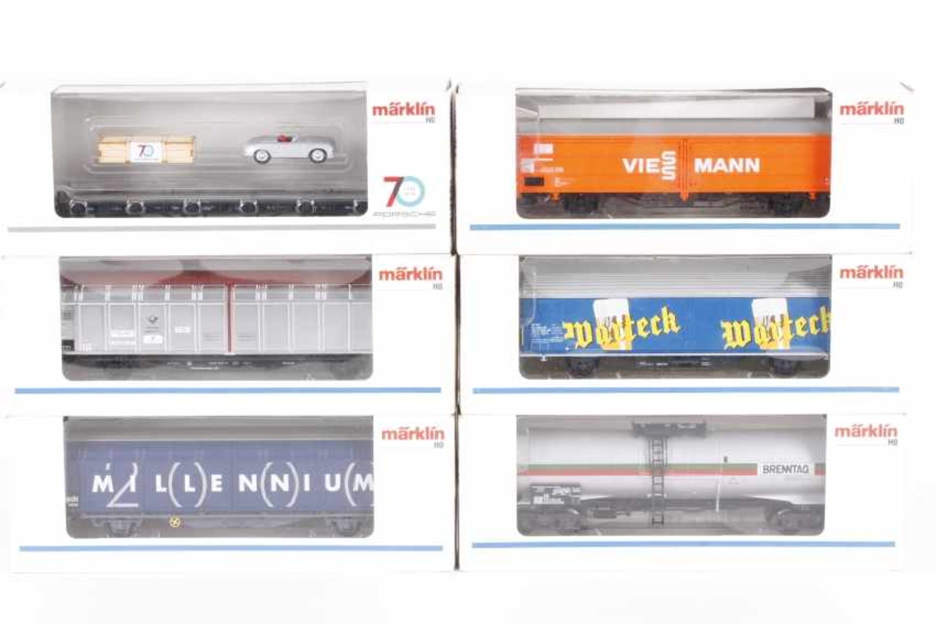 Märklin, sechs GüterwagenMärklin, sechs Güterwagen, 45051, 4728, 4753, 4836, 48011, 48018 (PMS 60-