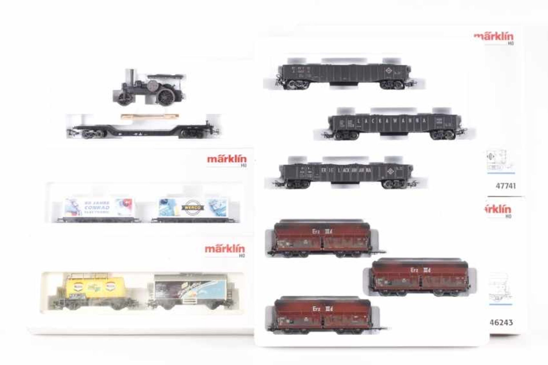 Märklin, neun Güterwagen in fünf SetsMärklin, elf Güterwagen in fünf Sets, 46189, 46243, 47741,