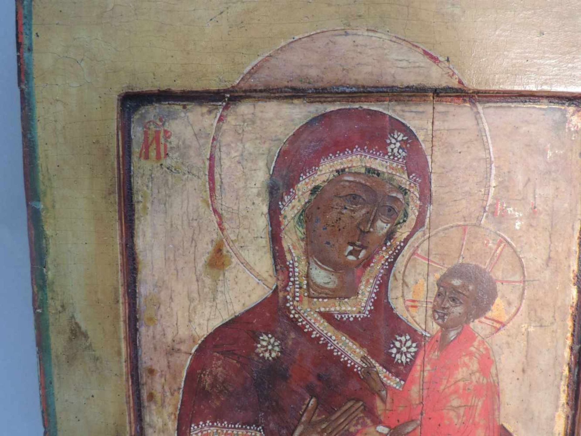IKONE, Russland um 1800, Mutter Gottes, Hodegetria, abgesenkte Bildfläche, 22,5 x 19 über alles, - Bild 2 aus 2