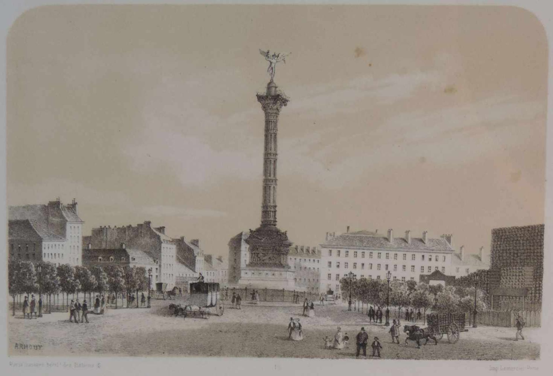 ARNOUT, Louis Jules, *1.6.1814, +1868, Lithographien, 3 Ansichten Paris, Colonne de Juillet, i d - Bild 3 aus 4