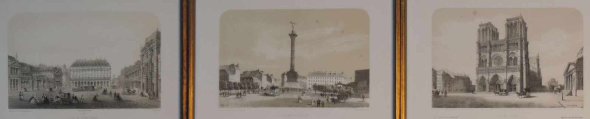 ARNOUT, Louis Jules, *1.6.1814, +1868, Lithographien, 3 Ansichten Paris, Colonne de Juillet, i d