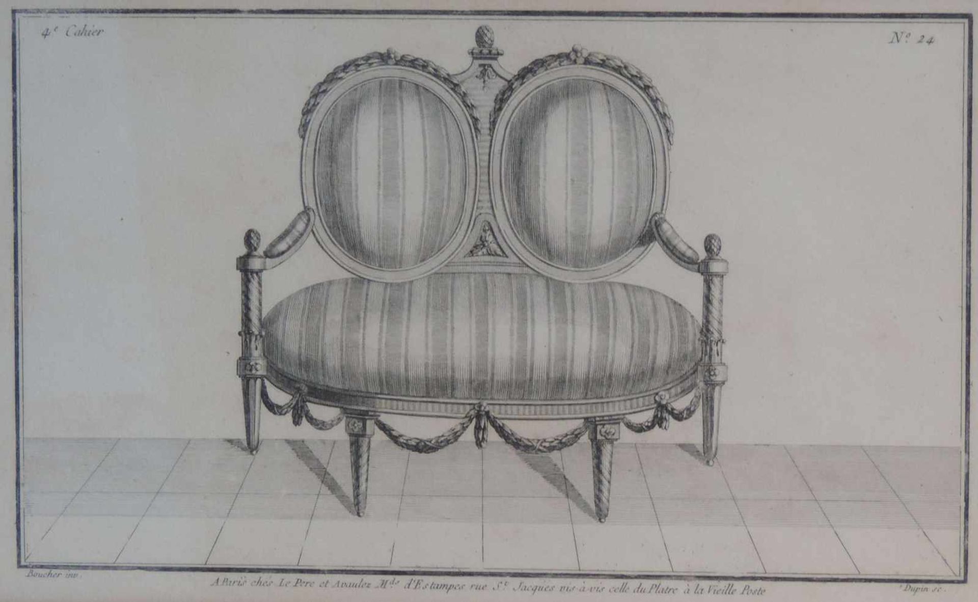 BOUCHER, Juste-Nathan, Kupferstecher, *1736, +1782, Sohn des Francois Boucher, (ThB IV, 432), 3 - Image 2 of 3