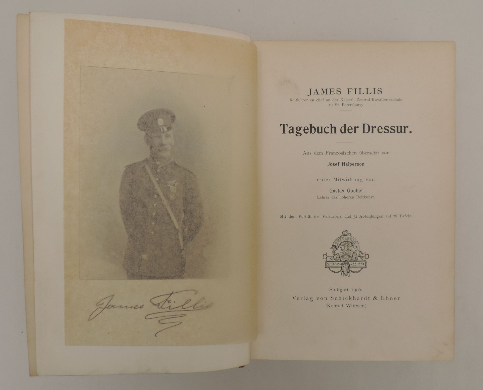 FILLIS, James, Tagebuch der Dressur. Aus dem Französischen übersetzt von Josef Halperson unter