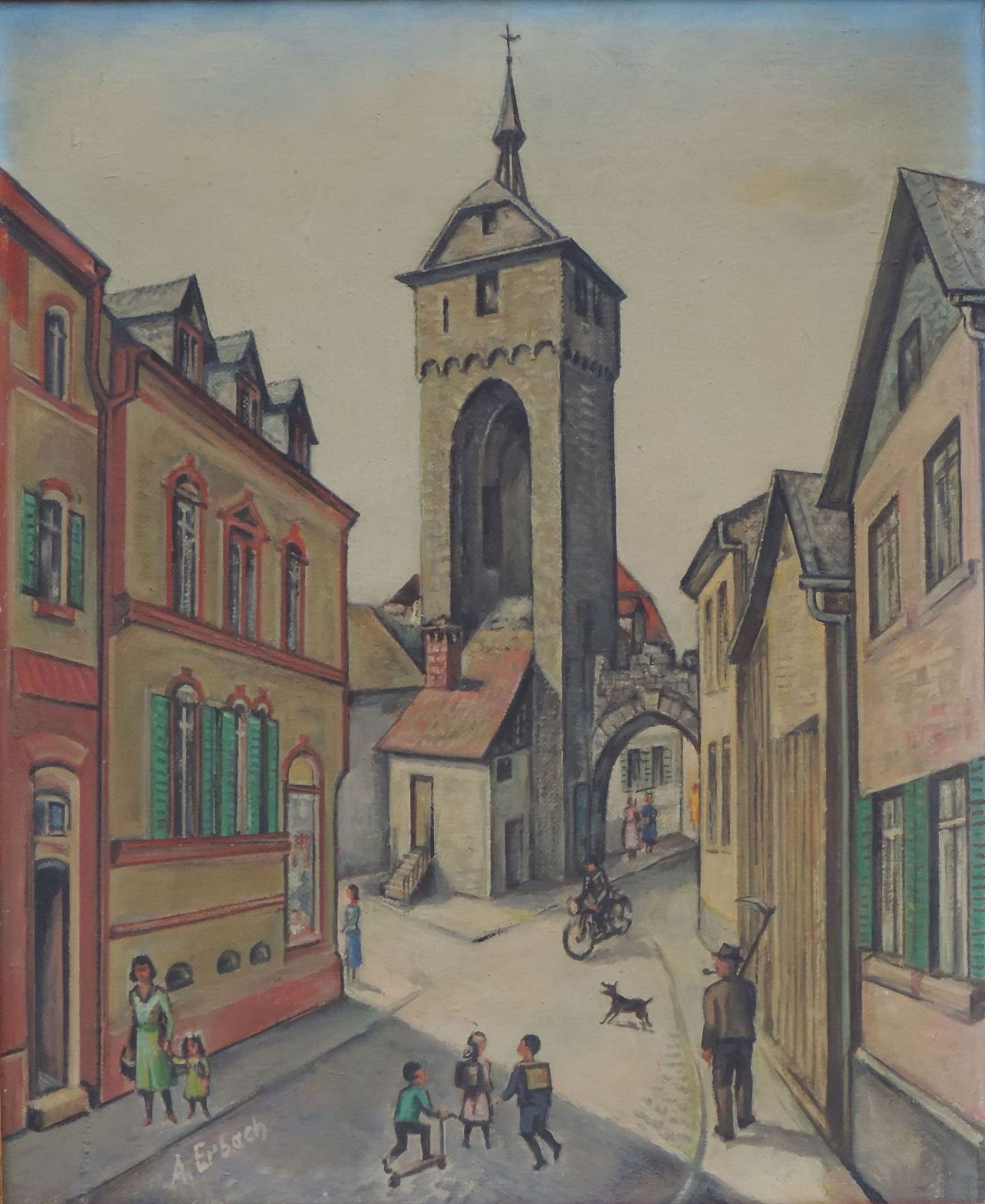 ERBACH, ALois, *1888 Wiesbaden, +1972 ebenda, (Vol II/46), Öl/Lw, städtische Szene, li u sign, 59