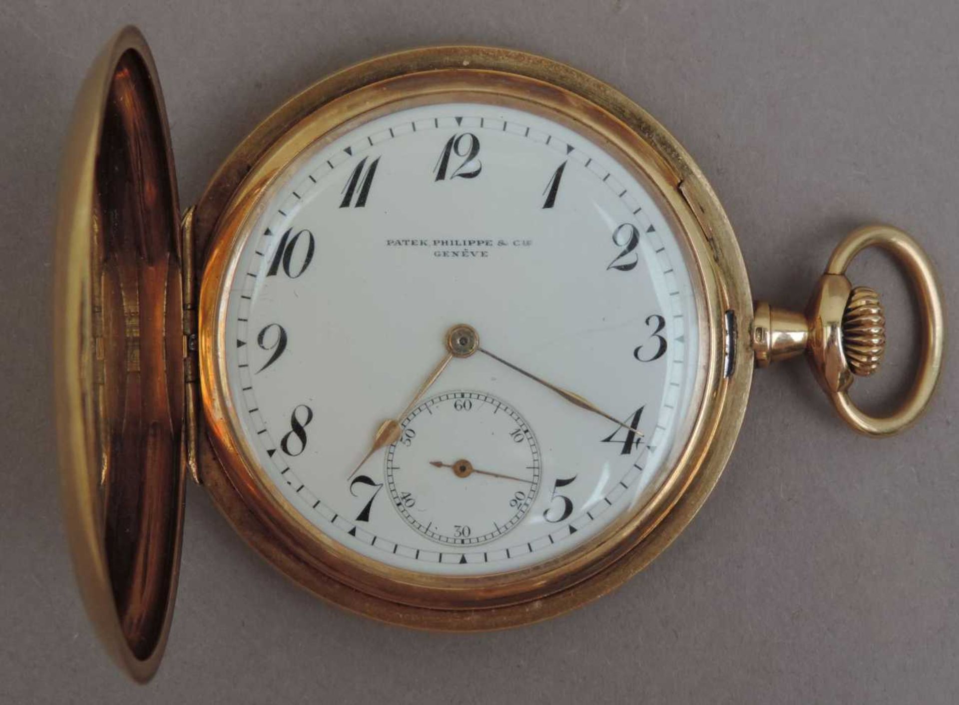 HERRENSAVONETTE, Patek Philippe, Genf, Chronograph, 1910-1915, Dm 50 mm, mit Krone 61 mm, 585-