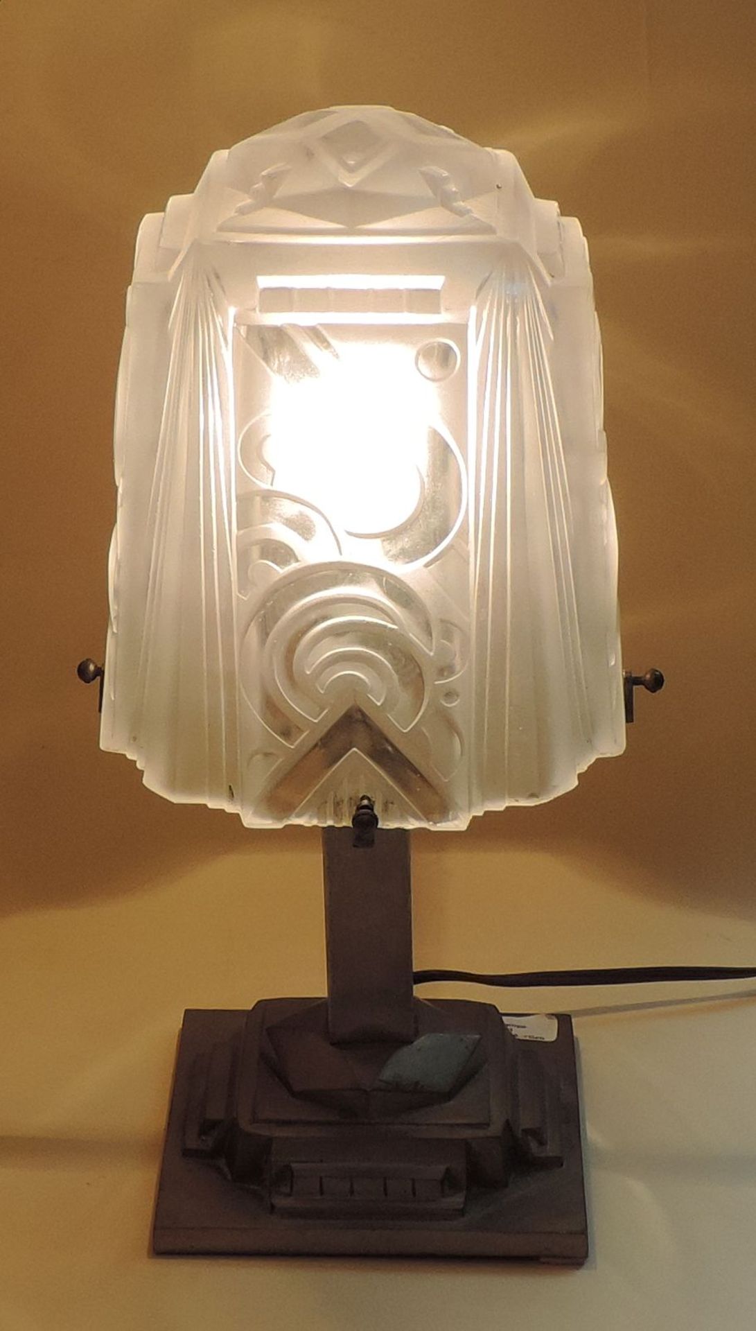 TISCHLAMPE, Lunneville, Manuf Muller Frères, Art Deco Epoche, vor 1936, optisch geblasener, - Bild 2 aus 2