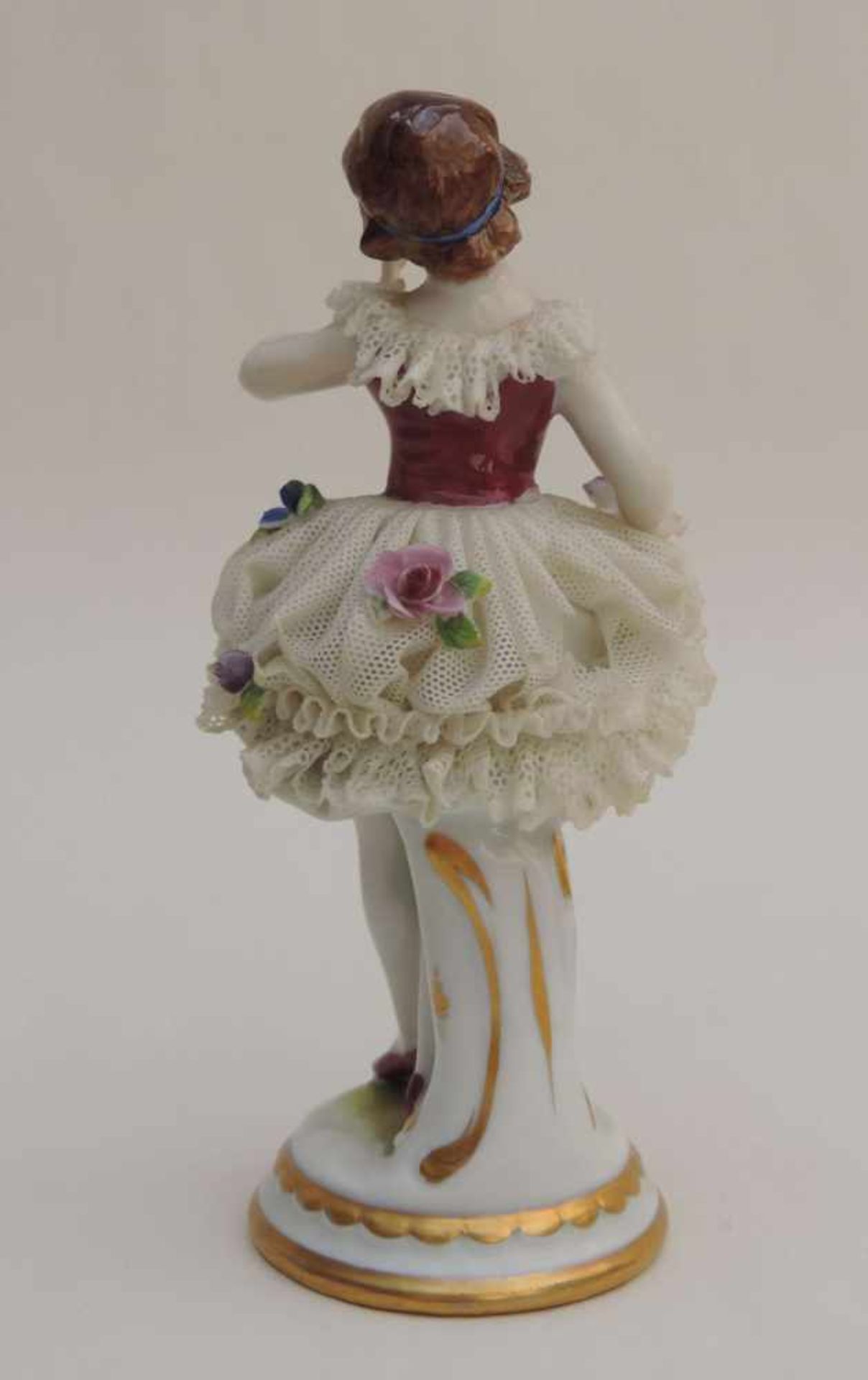 FIGUR, Volkstedt/Rudolstadt, Manuf Müller, bunt-gold, Tüll, Jugendliche Ballerina mit - Bild 2 aus 3