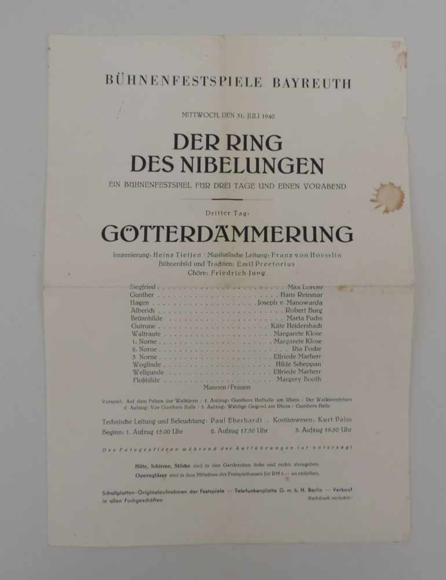 BAYREUTHER FESTSPIELE, 1940. -Richard Wagner, ein Kämpfer und sein Werk. Festschrift der NS.- - Image 4 of 4