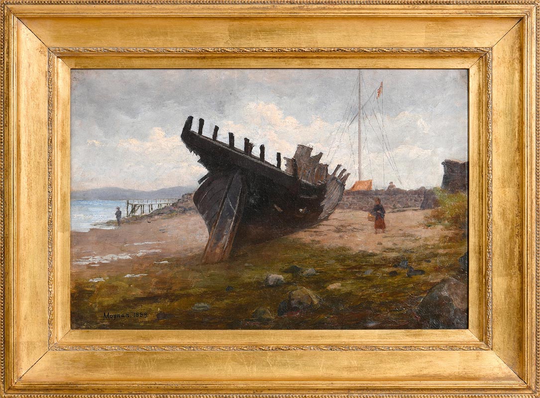 Richard Thomas Moynan RHA (1856-1906)Hulk of a Wooden Boat at Clontarf (1889) - Image 2 of 7