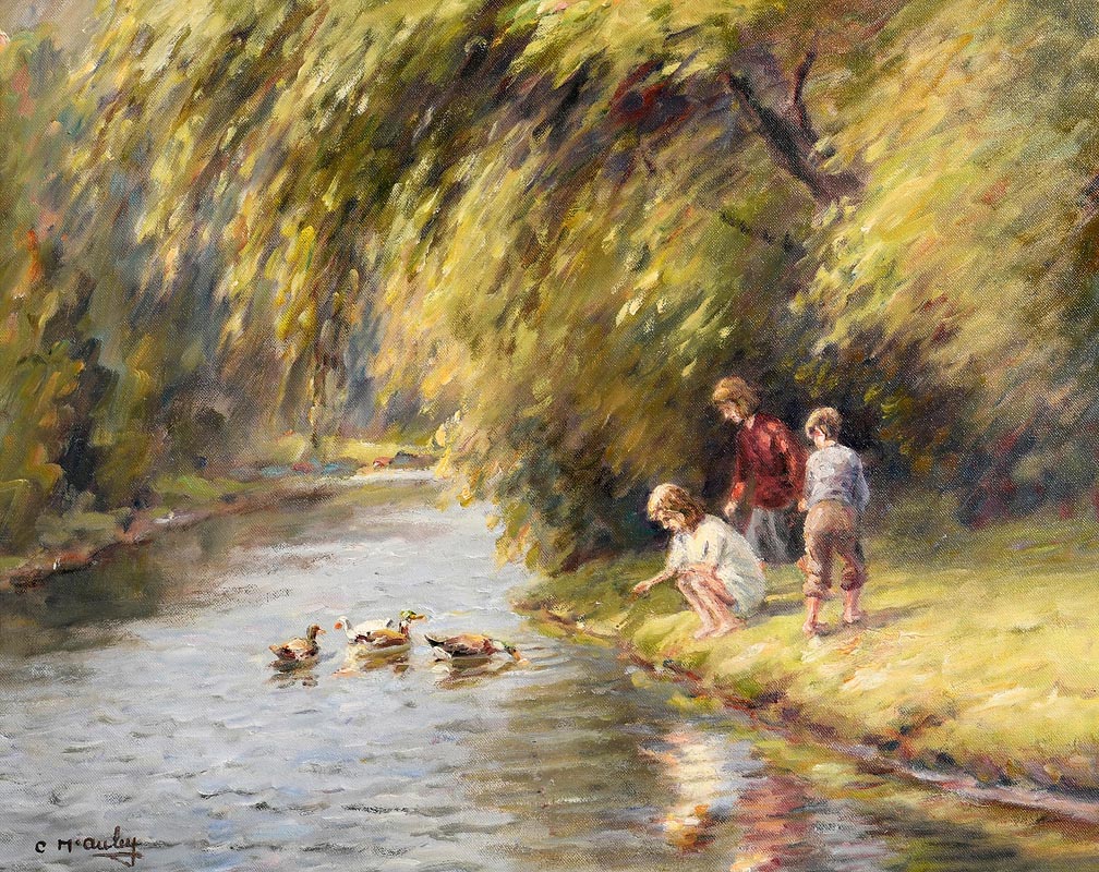 Charles J. McAuley RUA ARSA (1910-1999)Feeding the Ducks