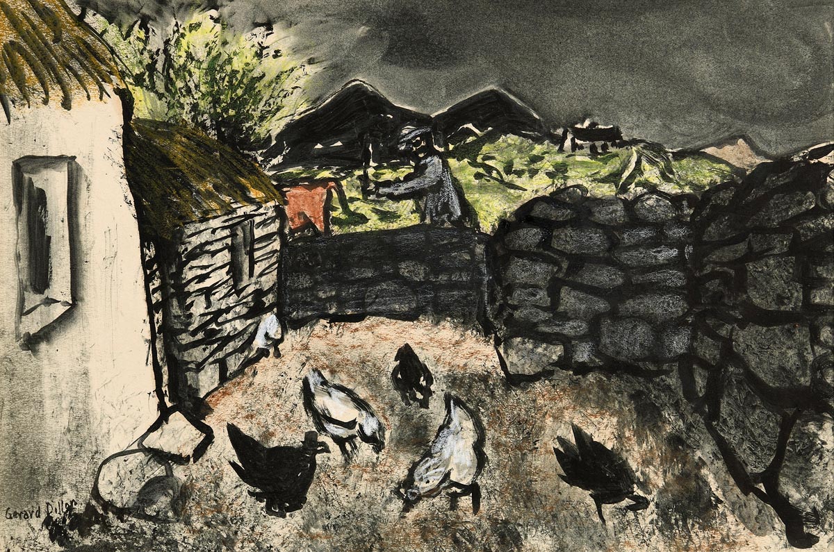 Gerard Dillon (1916-1971)Hens in the Street, Connemara