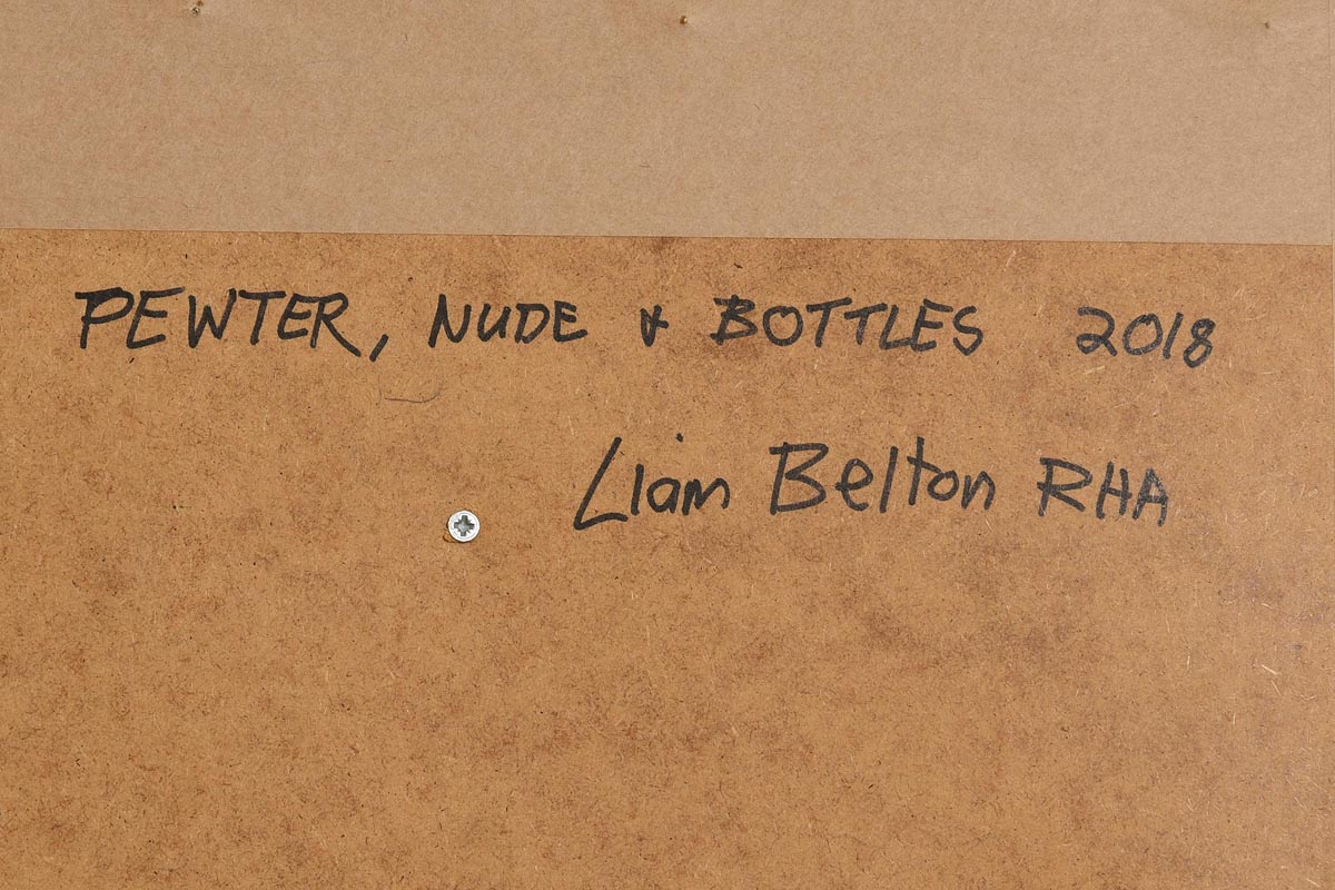 Liam Belton RHA (b.1947)Pewter, Nude and Bottles (2018) - Image 6 of 9