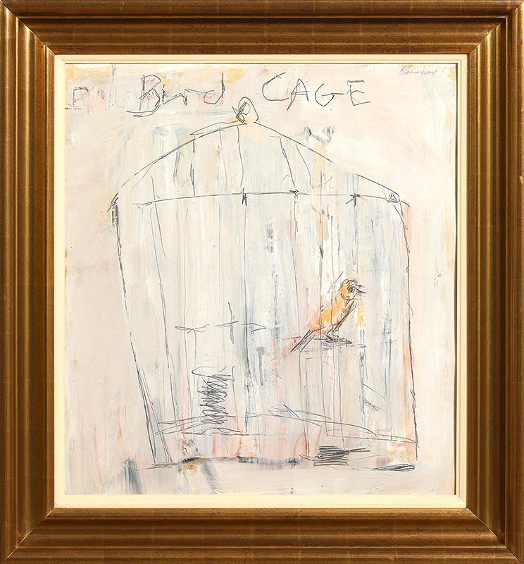 Basil Blackshaw HRHA RUA (1932-2016) Bird Cageoil on boardsigned top right and titled69 x 63½cm ( - Image 2 of 6