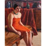 Roderic O'Conor RHA (1860-1940) Seated Woman in a Red Dress (c.1923-6)