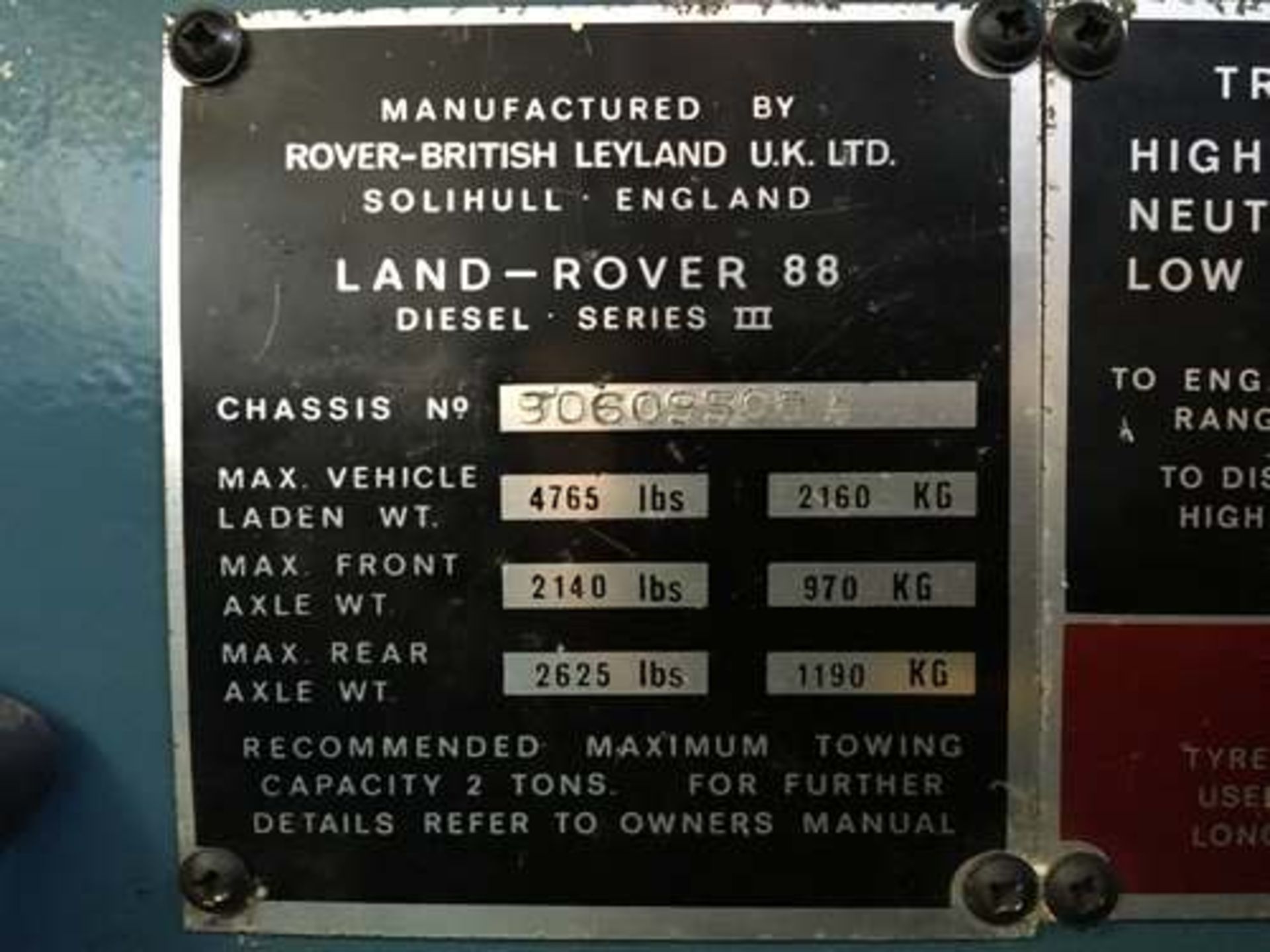 LAND ROVER 88" - 4 CYL - 2286cc - Image 15 of 15