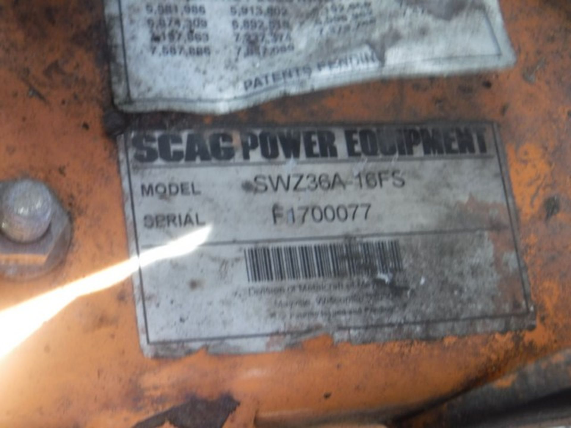 SCAG Z36A MOWER C/W SUPER REEL 30 CUTTING DECK MODEL - F1700077 ASSET - CS1100902 - Image 3 of 3