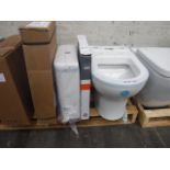 TOILET, BASIN, CISTERN AND TOILET SEAT IN WHITE