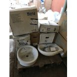 VARIOUS ITEMS OF SANITARY WEAR, WASH BASINS x2 AND TAPS