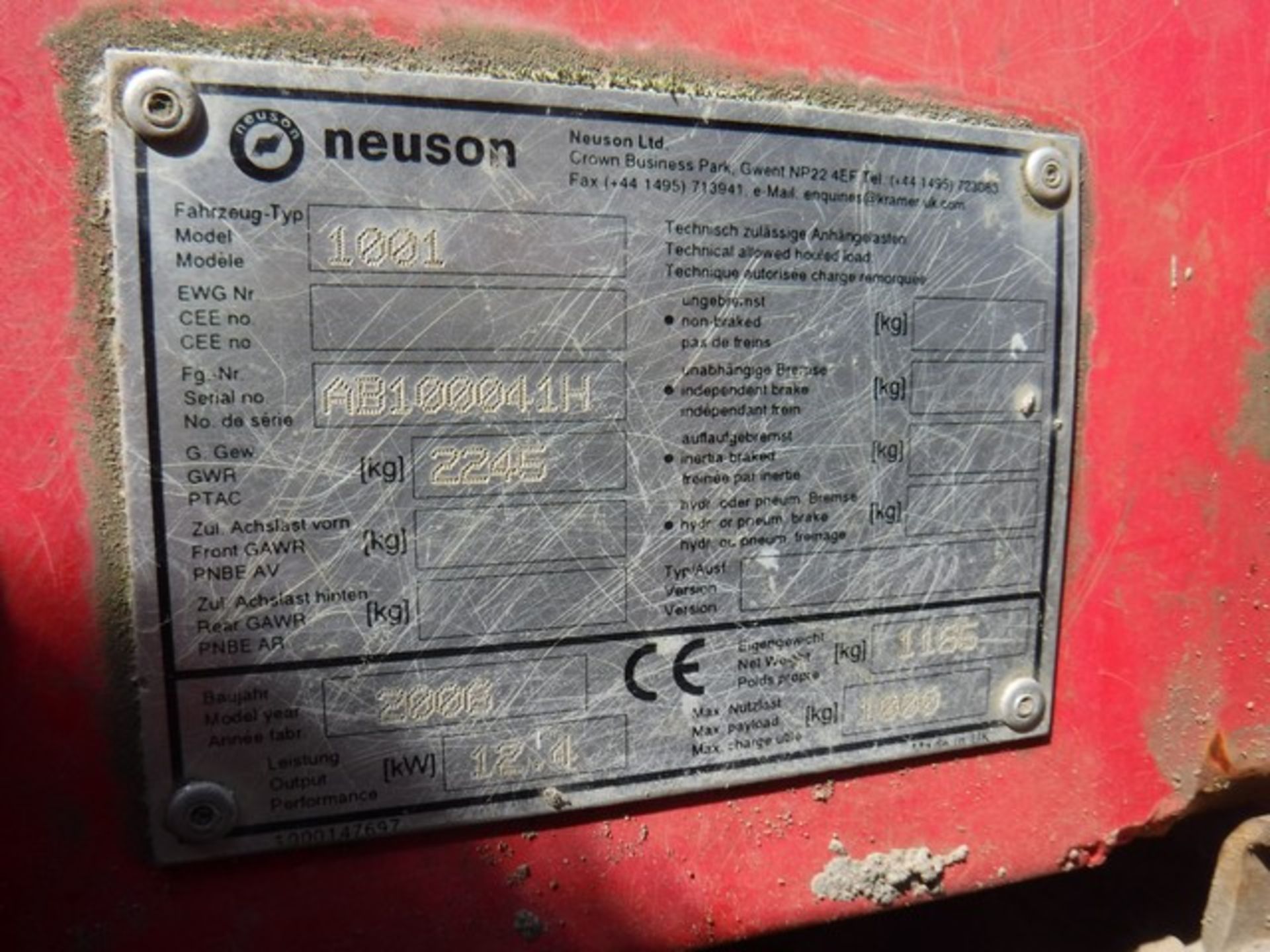 NEUSON 1001 1 TON 2006 HIGH TIP DUMPER 2720 Hours NOT VERIFIED SN- AB100041H - Image 5 of 6