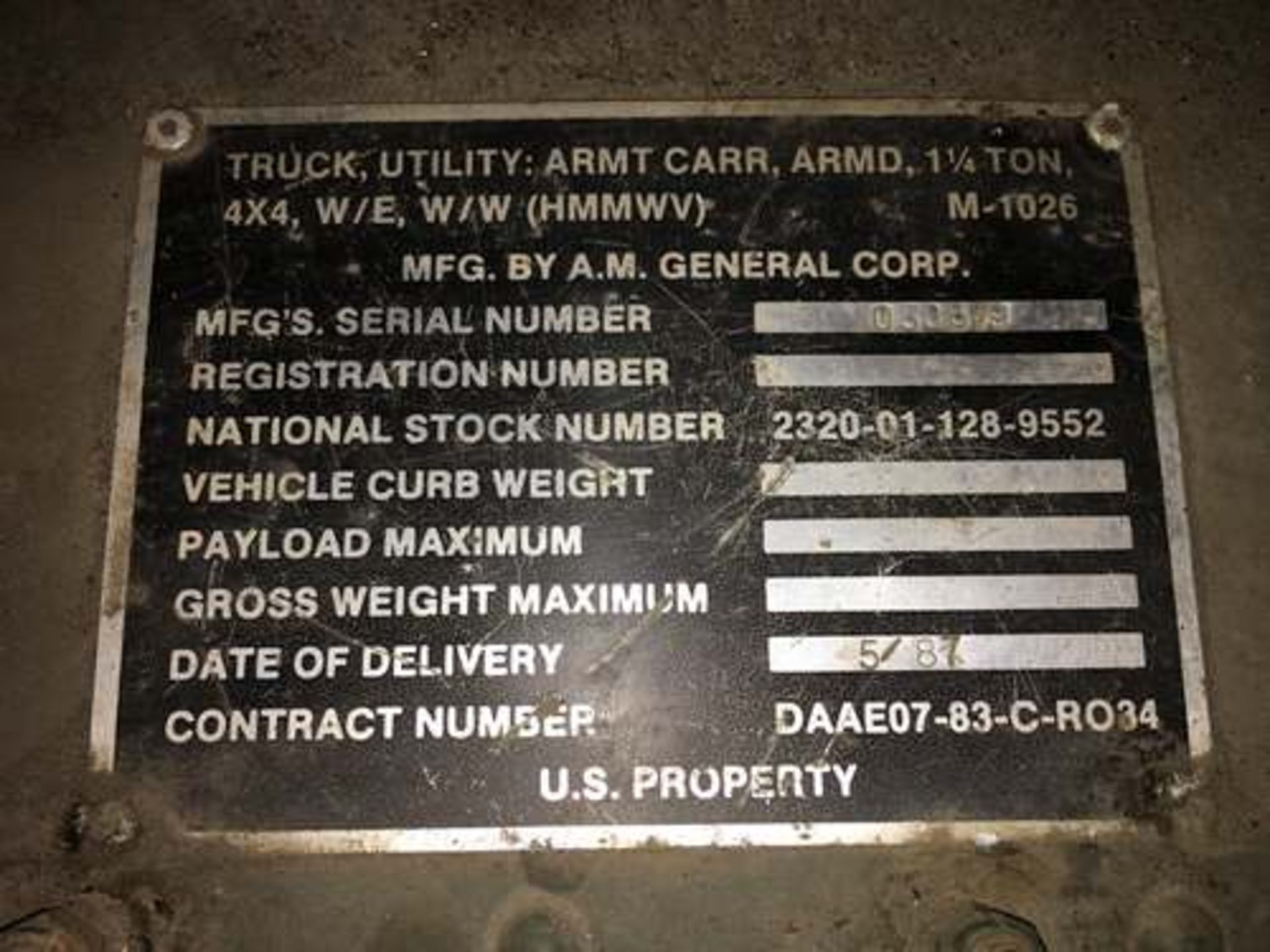 HUMMER HMMWV-M1025 - 6200cc - Image 9 of 9