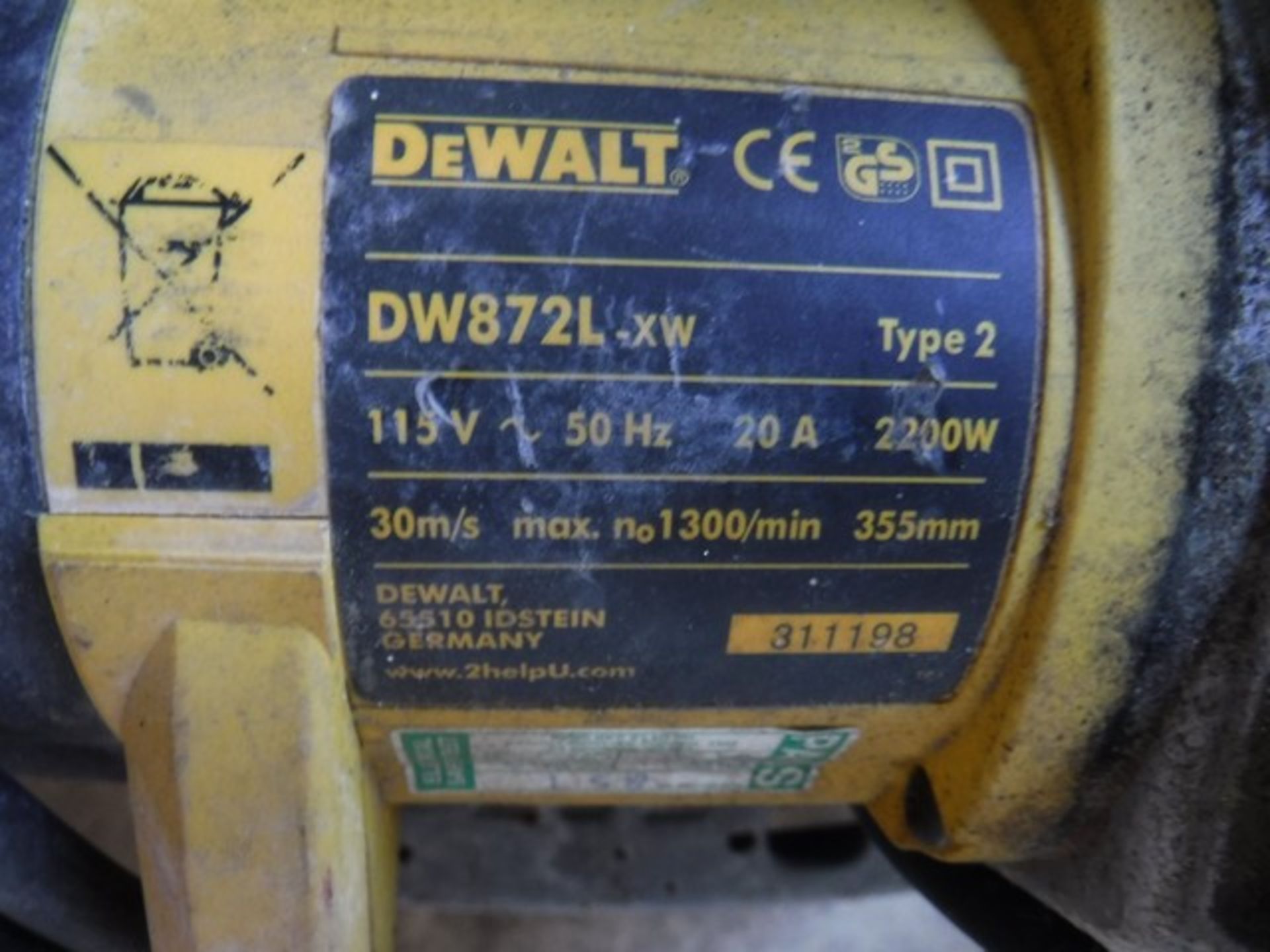 DEWALT CHOP SAW DW872L 115V SN - 311198 - Image 3 of 3